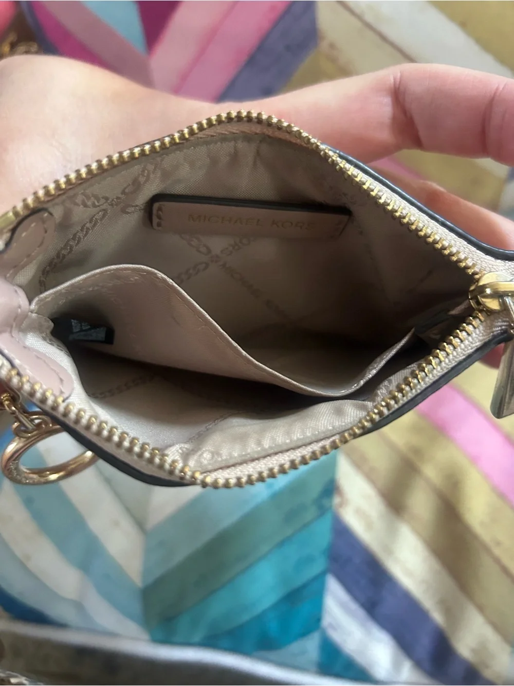 Michael Kors Jet Set Logo Zip Card Case Coin Pouch Blush